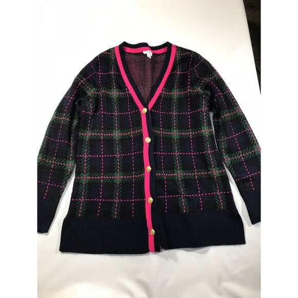 Crown & Ivy Womens Plaid Preppy Academia Sweater Cardigan Size Large - Picture 1 of 7